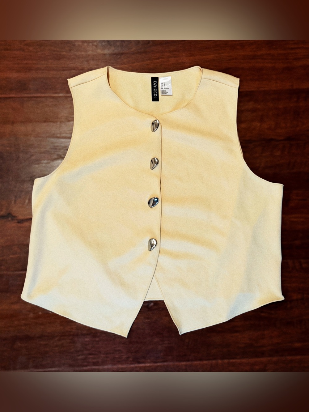 Divided Butter Yellow Minimalist Button Front Vest Top | Size M - Picture 2 of 5